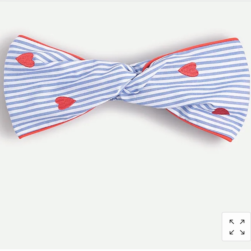 J.Crew Twist headband with embroidered details. Color: BRILLIANT SUN-SET/ BLUE.
